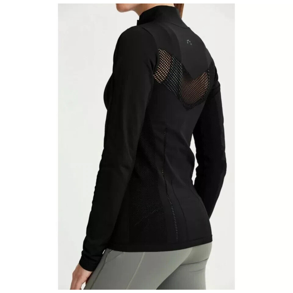 Varley Poinsettia Full Zip Jacket Sz XXS/XS Fitted Black Perforated Mesh - Picture 4 of 15